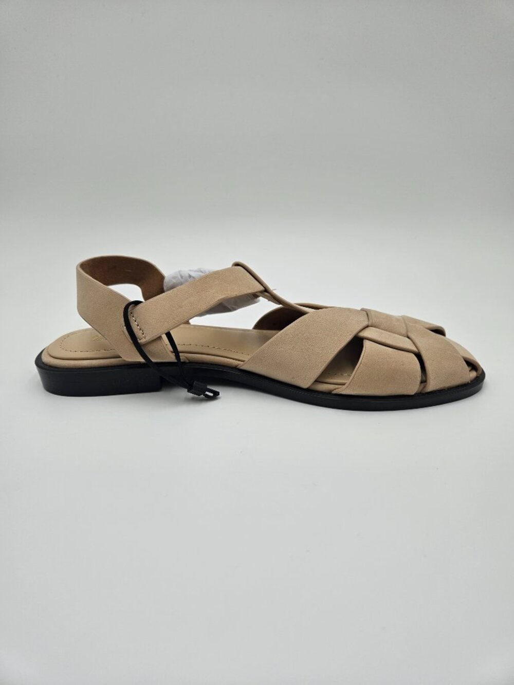 NWT + Dust Bag ZARA Leather Cage Fisherman Sandals | Sandy Brown | Size 7.5 - Picture 5 of 12